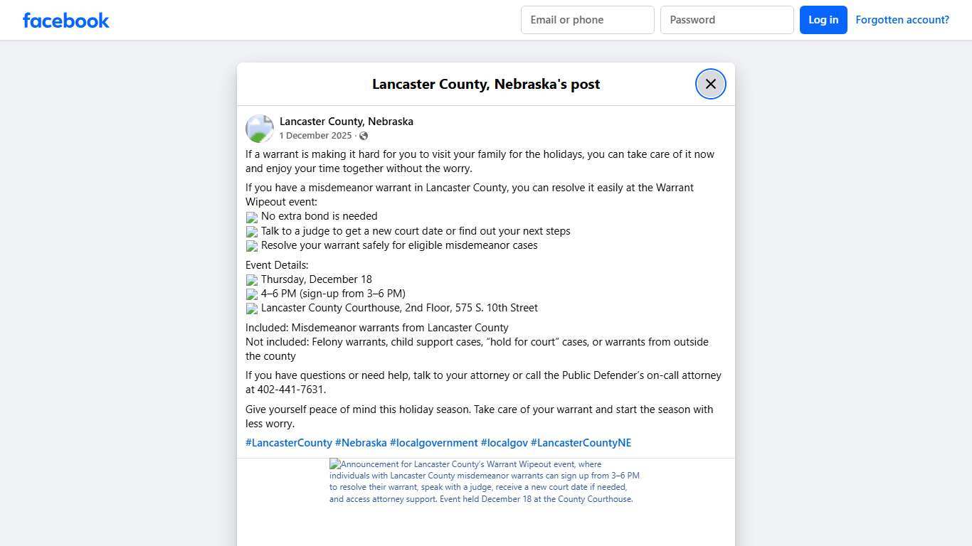 If a warrant is making it... - Lancaster County, Nebraska Facebook