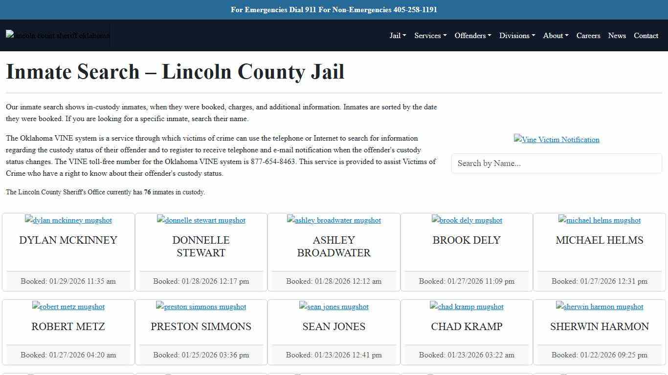 Inmate Search Lincoln County Sheriff's Office